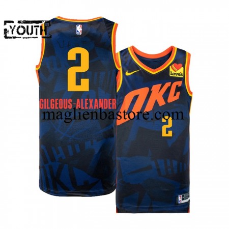 Maglia NBA Oklahoma City Thunder Shai Gilgeous-Alexander 2 2023-2024 Nike City Edition Navy Swingman - Bambino